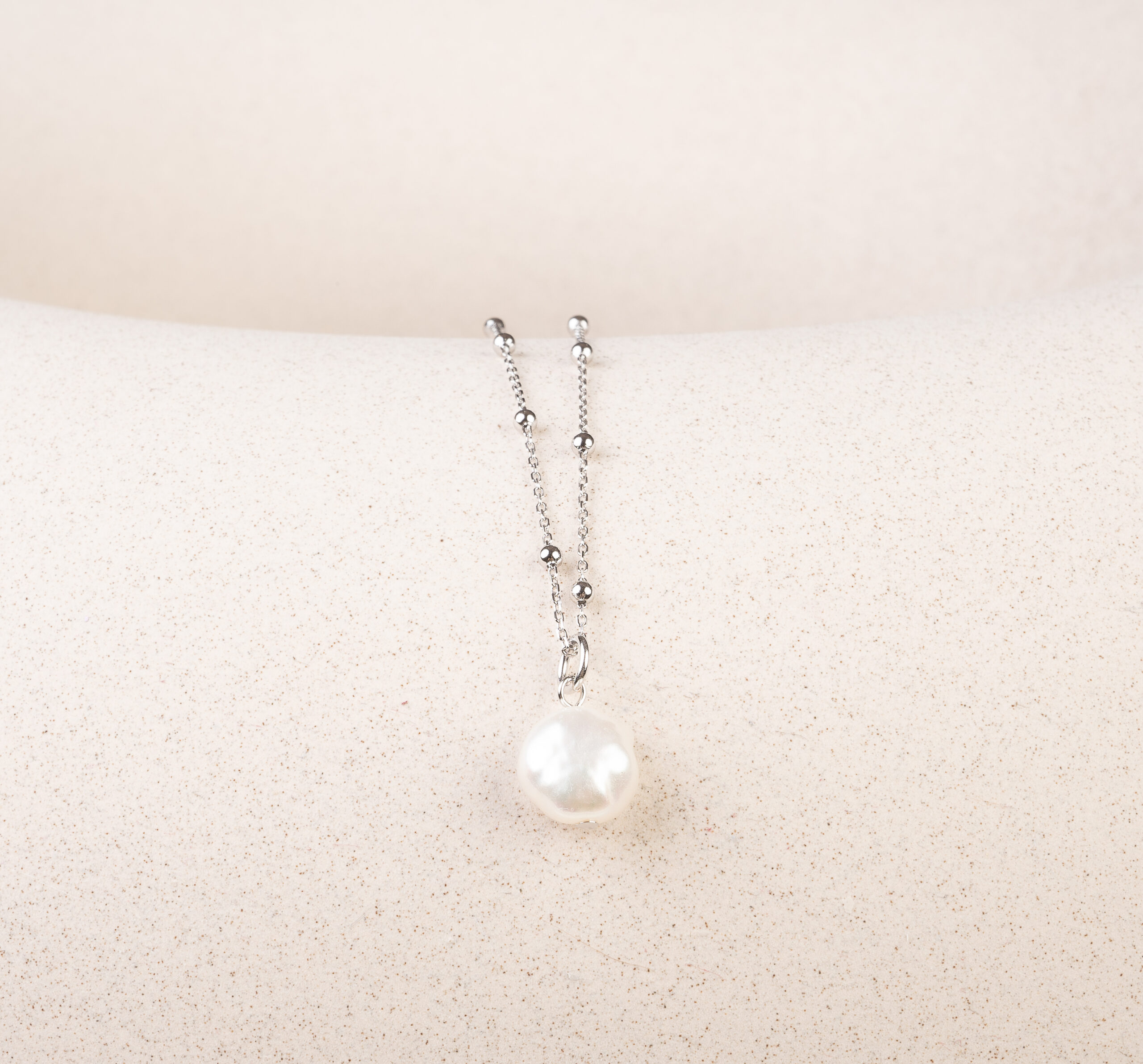 Billede af Halskæde med perle, sølv
